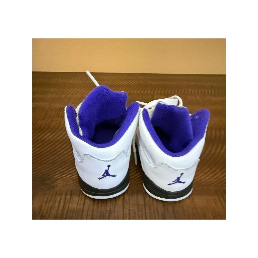 Nike Air Jordan 5 Retro Sneakers Shoe Baby Toddler 4C White Dark Concord Purple
